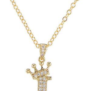 Letter A-Z pendant necklace Crown letter pendant Charming initials chain necklac